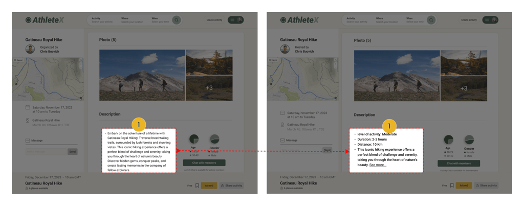 AthleteX Activity Description Before After