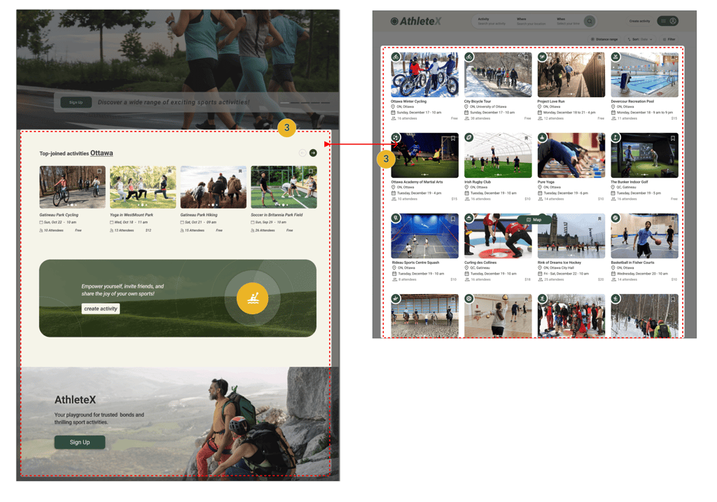 AthleteX Home Page Section Before