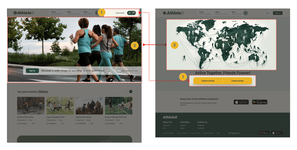 AthleteX Home Page Before