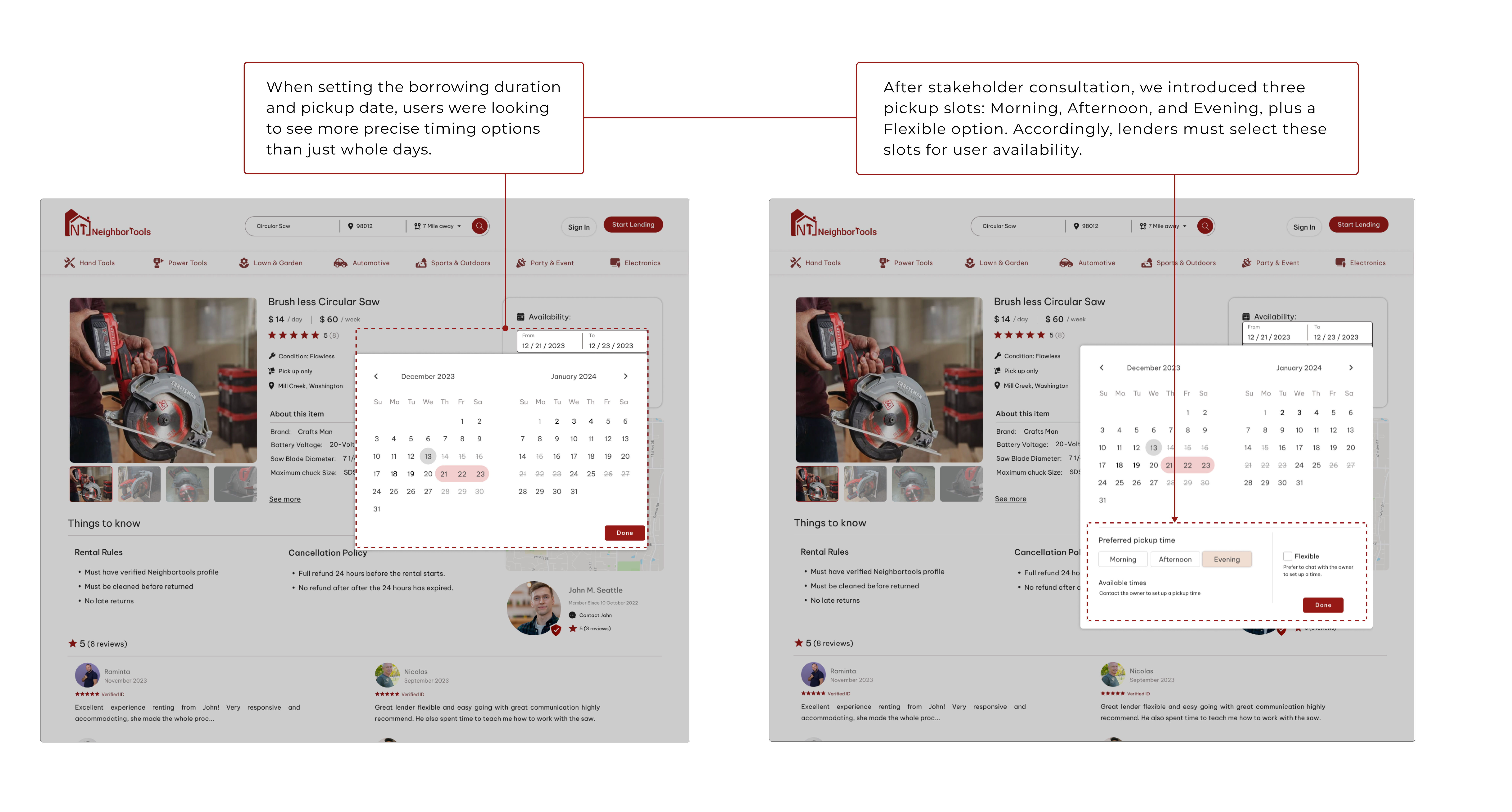 Before and After Usability Testing for 'Tool's Description' page